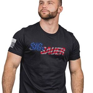 Nine Line Men's Sig Sauer Short Sleeve American Flag Graphic T-Shirt - Black - M